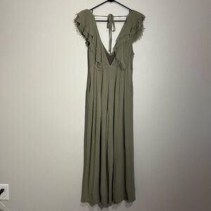 Paper Moon NWOT V-Neck Green Cap Sleeve Tie Back Jumpsuit - Size Small‎